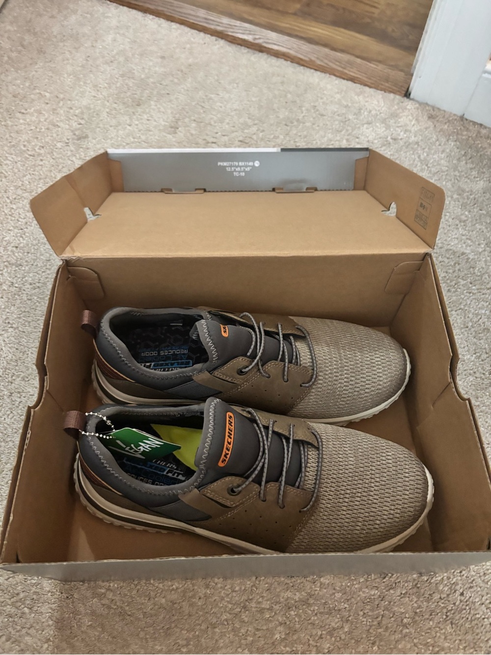 Skechers Brown and Gray Mens Lace-Up Sneakers